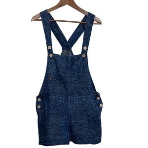 Levi's Shortalls Womens Medium Blue Tie Dye Print Jean Overalls Comfy Summer